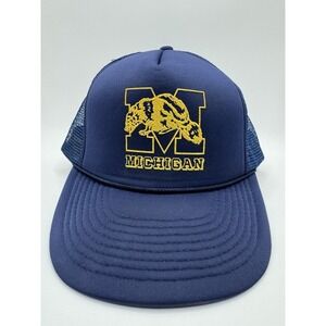 Vintage Michigan Wolverines Trucker Hat Mesh Snapback College Cap